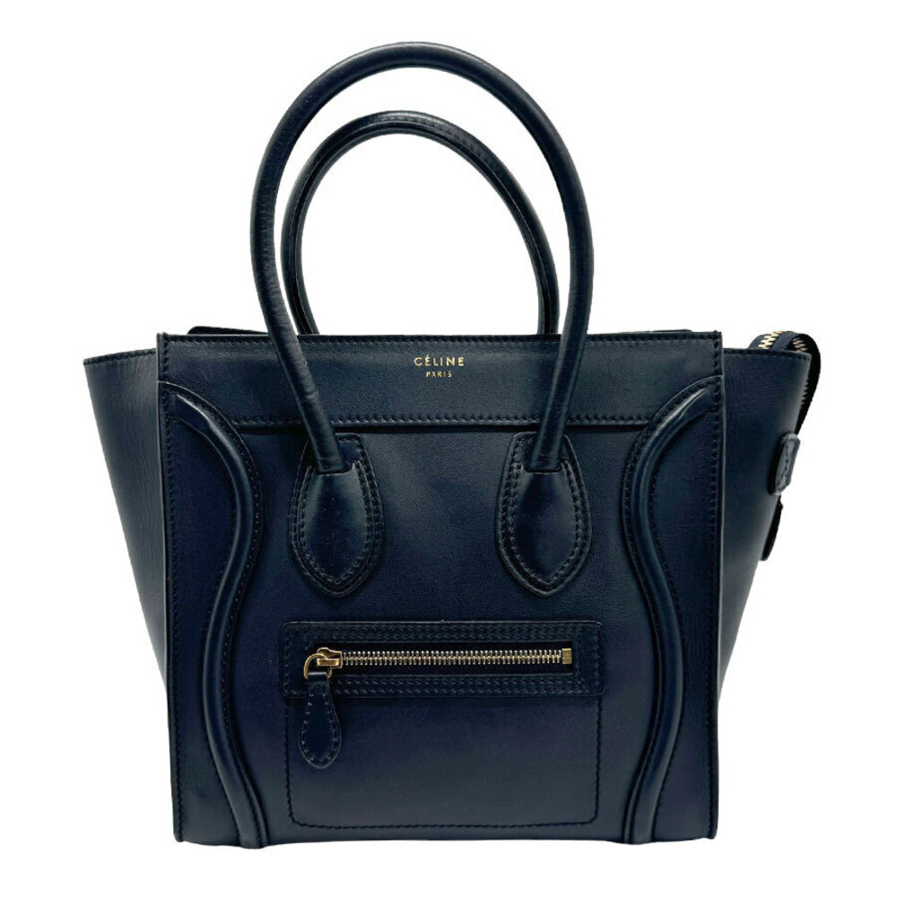 Celine Navy Handbag Shopper Blue Luggage Leather - Picture 2 of 4